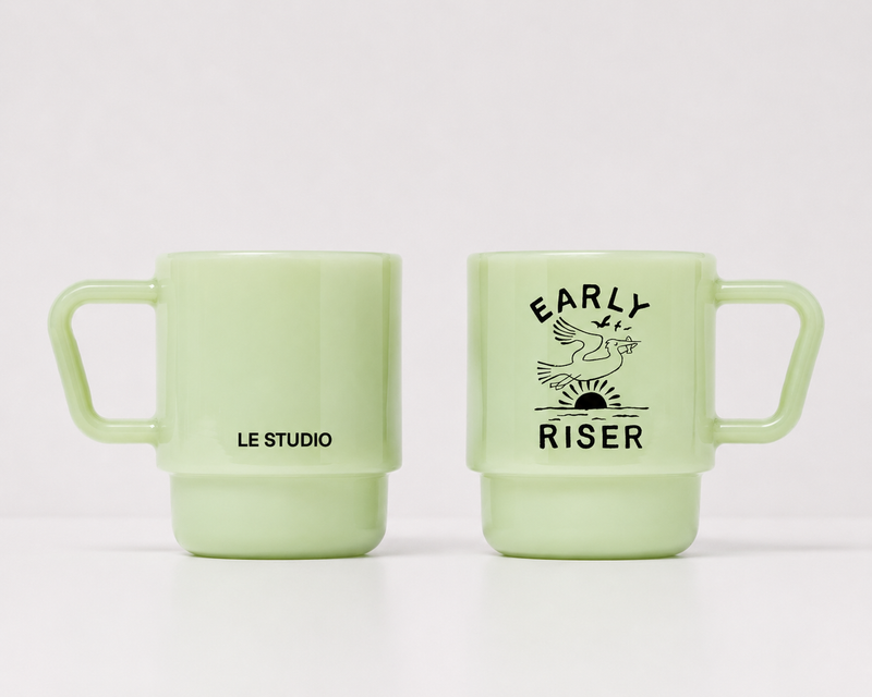 Early Riser Milk Glass Mug